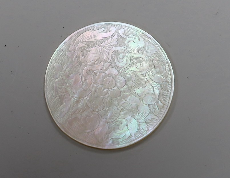 Approximately 135 Chinese carved mother of pearl counters of varying shapes, 19th century